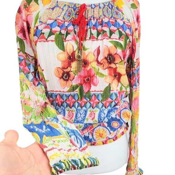 Desigual Whimsical Summer Floral Multicolored and Multiprint Blouse - Picture 7 of 13